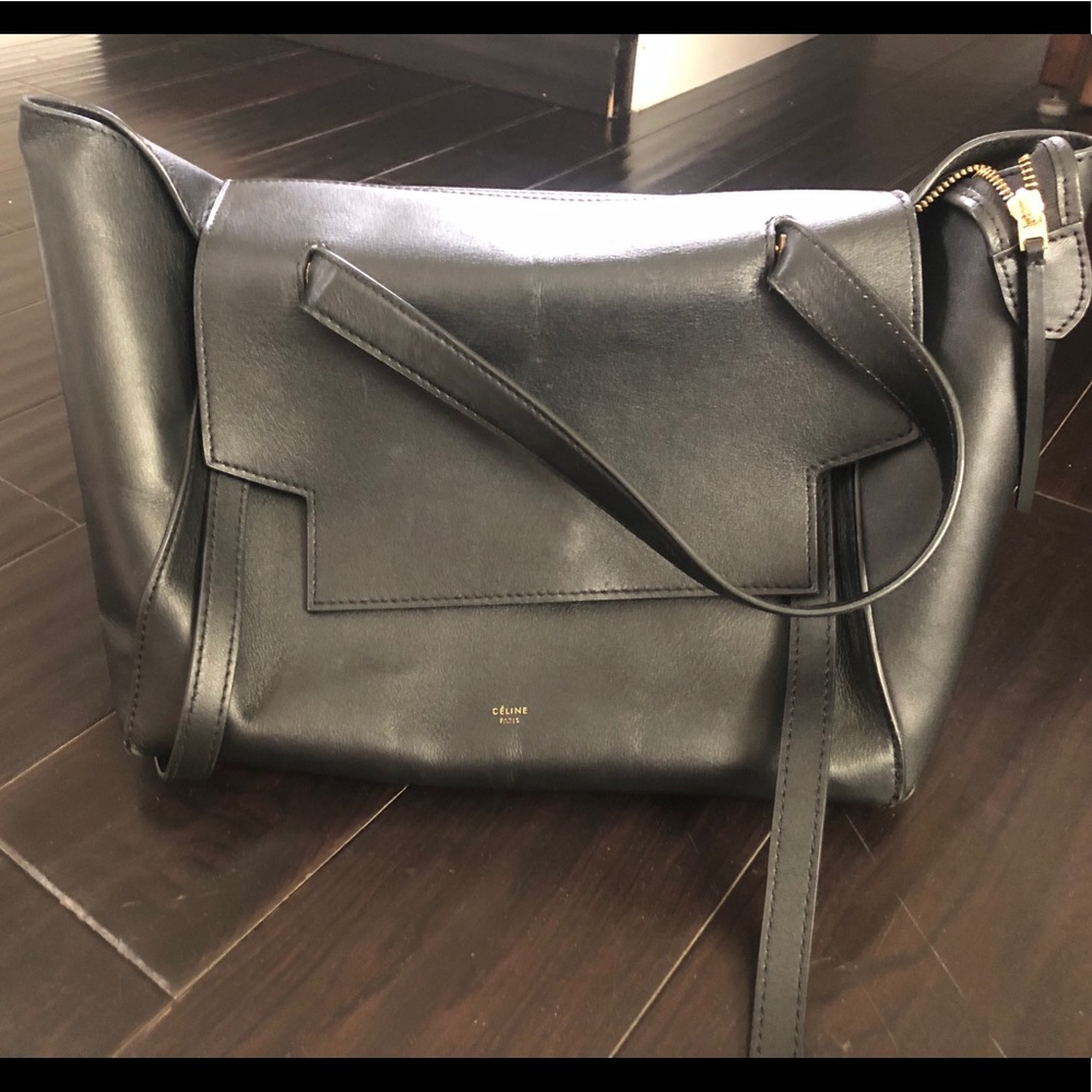 Celine 100% black leather bag